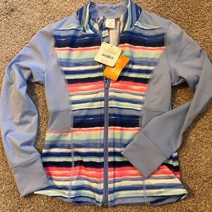 NWT GymGo girls Striped Zip-Up athletic Jacket -